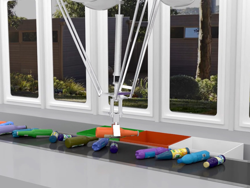 三维机械动画，机械臂拣选动画,垃圾瓶拣选动画-工业三维动画_工业机械动画_机械生产线动画